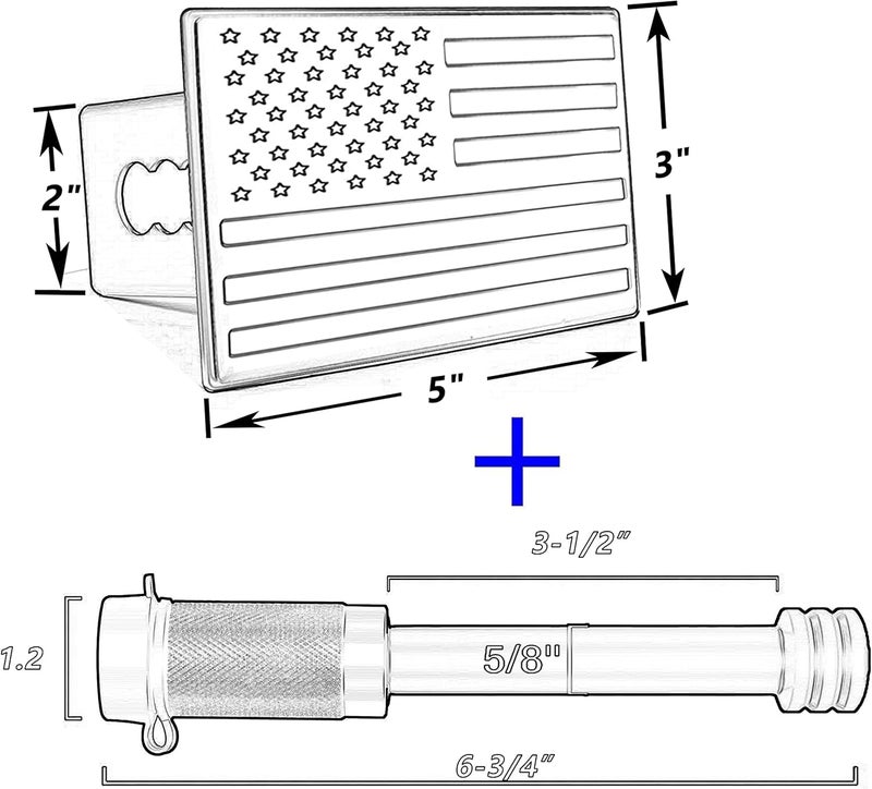 Bonrcea American Flag Metal Trailer Hitch Cover for 2 inch Receivers（with 5/8-Inch Pin Diameter Trailer Hitch Lock ） (Black) - Image 2
